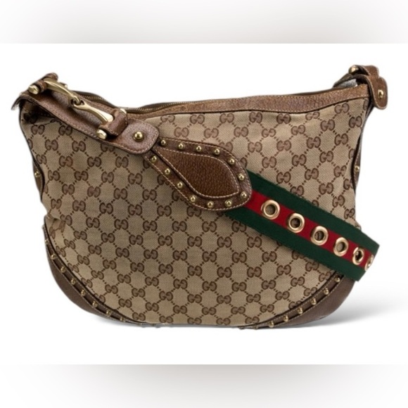 2005 Gucci Pelham Monogram Canvas/Leather/Sherry Web Strap LARGE Pelham Bag - Picture 7 of 14